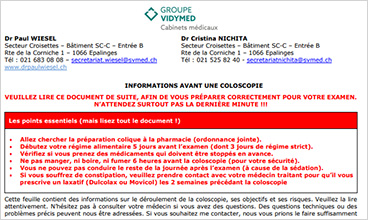 Information avant une coloscopie (PLENVU)